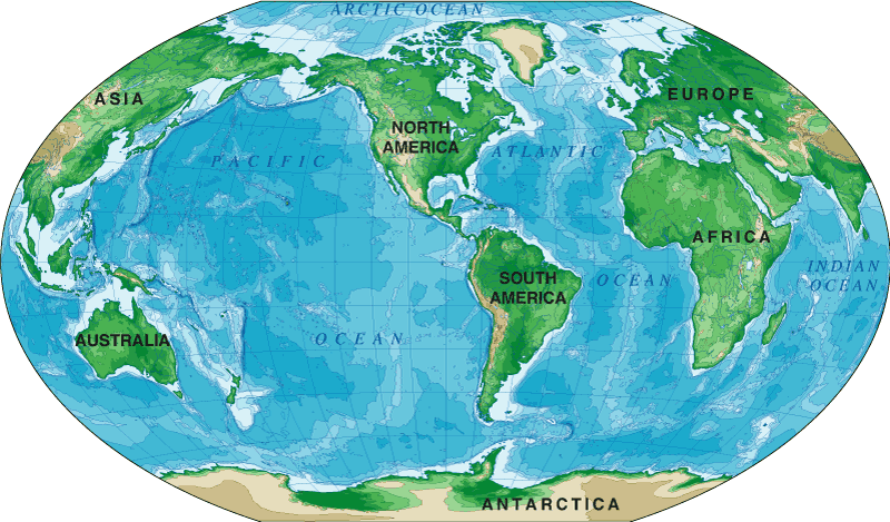 The Winkel Tripel world map shown below illustrates a popular azimuthal map 