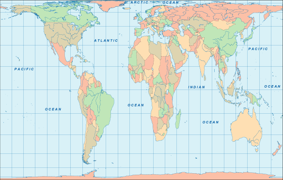 world map - gall projection